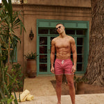 Sink The Benjamins Retro Swim Shorts in Red Meridian