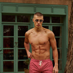 Sink The Benjamins Retro Swim Shorts in Red Meridian