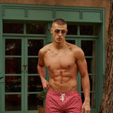 Sink The Benjamins Retro Swim Shorts in Red Meridian