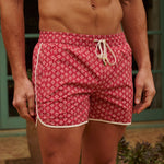 Sink The Benjamins Retro Swim Shorts in Red Meridian