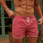 Sink The Benjamins Retro Swim Shorts in Red Meridian