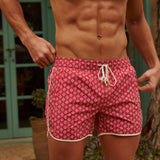 Sink The Benjamins Retro Swim Shorts in Red Meridian