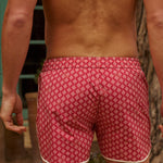 Sink The Benjamins Retro Swim Shorts in Red Meridian