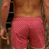 Sink The Benjamins Retro Swim Shorts in Red Meridian
