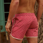 Sink The Benjamins Retro Swim Shorts in Red Meridian