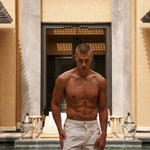 Sink Ripley 2.0 Tailored White Swim Shorts with Brown Trim