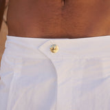 Sink Ripley 2.0 Tailored White Swim Shorts with Brown Trim