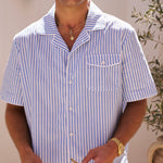Sink Venice Cotton Shirt in Blue and White