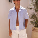 Sink Venice Cotton Shirt in Blue and White