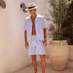 Sink Venice Cotton Shirt in Blue and White