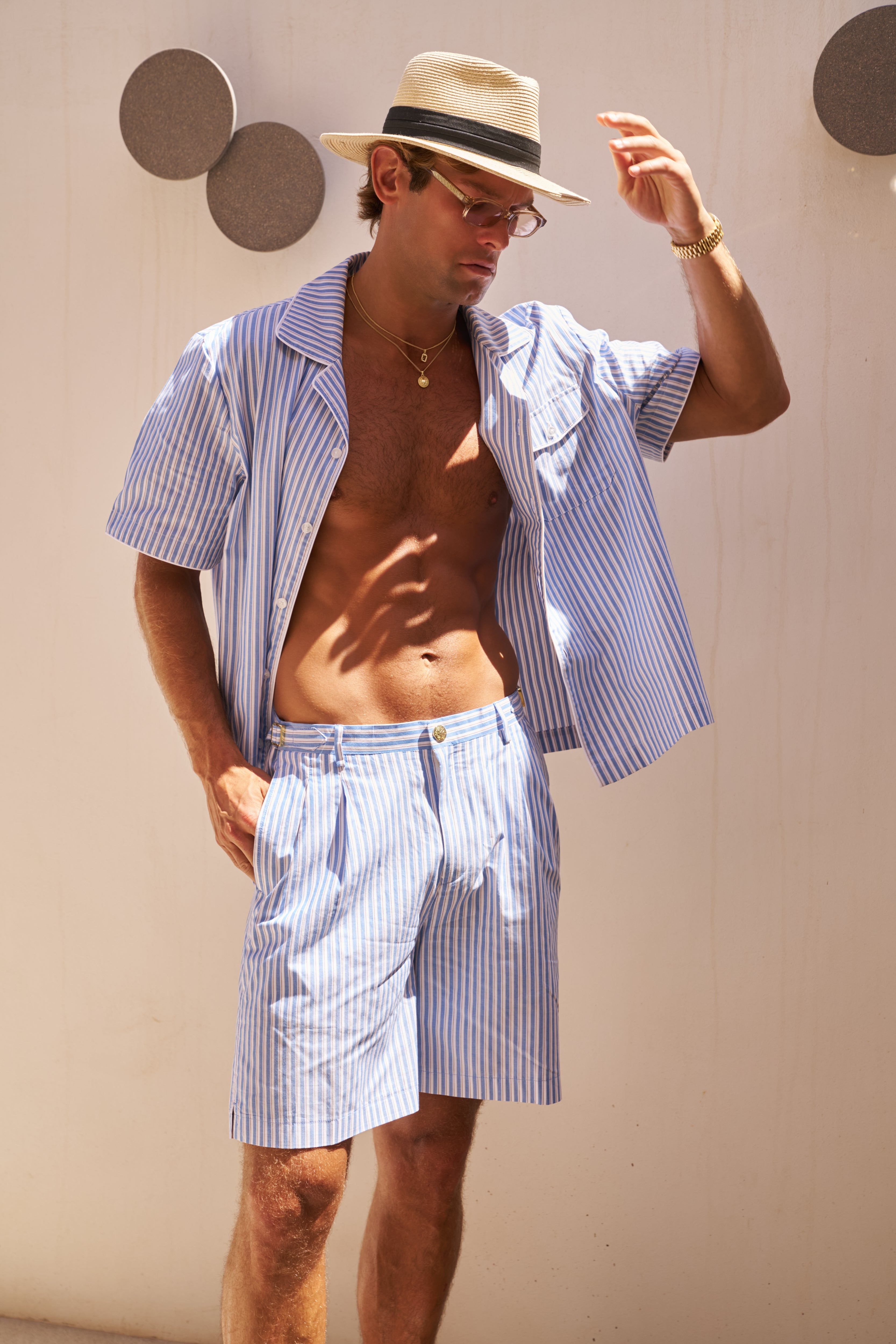 Sink Venice Cotton Short in Blue and White