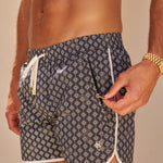 Sink The Benjamins Retro Swim Shorts in Black Meridian