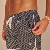 Sink The Benjamins Retro Swim Shorts in Black Meridian