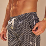 Sink The Benjamins Retro Swim Shorts in Black Meridian