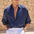 Sink Flow Satin Shirt in Navy