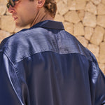 Sink Flow Satin Shirt in Navy
