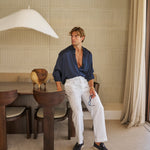 Sink Flow Satin Shirt in Navy