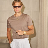 Sink Luxe Mercerised Cotton Tee in Cappuccino