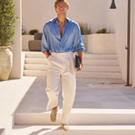 Sink Flow Satin Shirt in Sky Blue