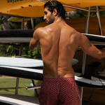 Sink The Benjamins Retro Swim Shorts in Red Meridian