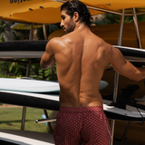 Sink The Benjamins Retro Swim Shorts in Red Meridian