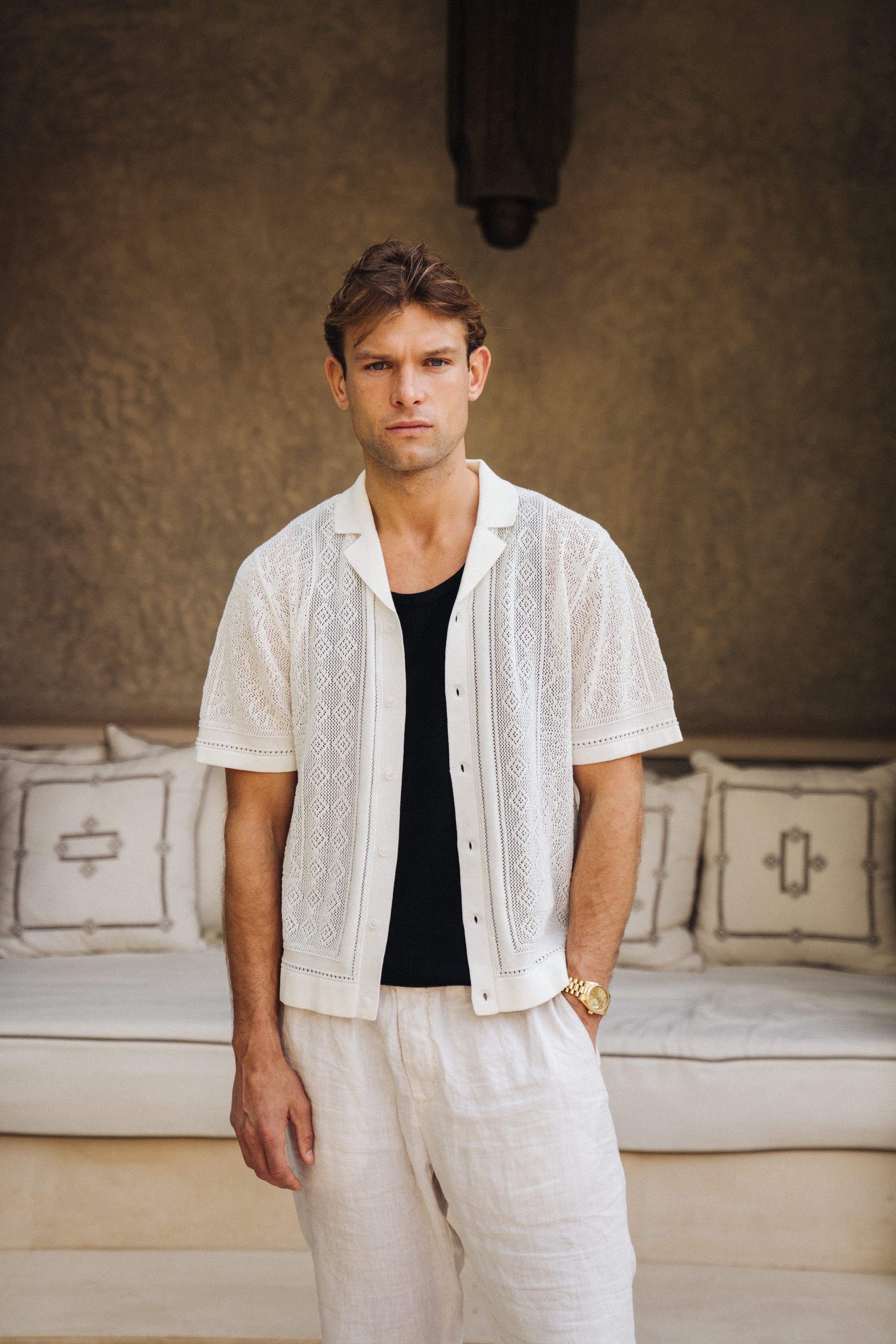 Sink Luxe Crochet Meridian Short Sleeve Shirt