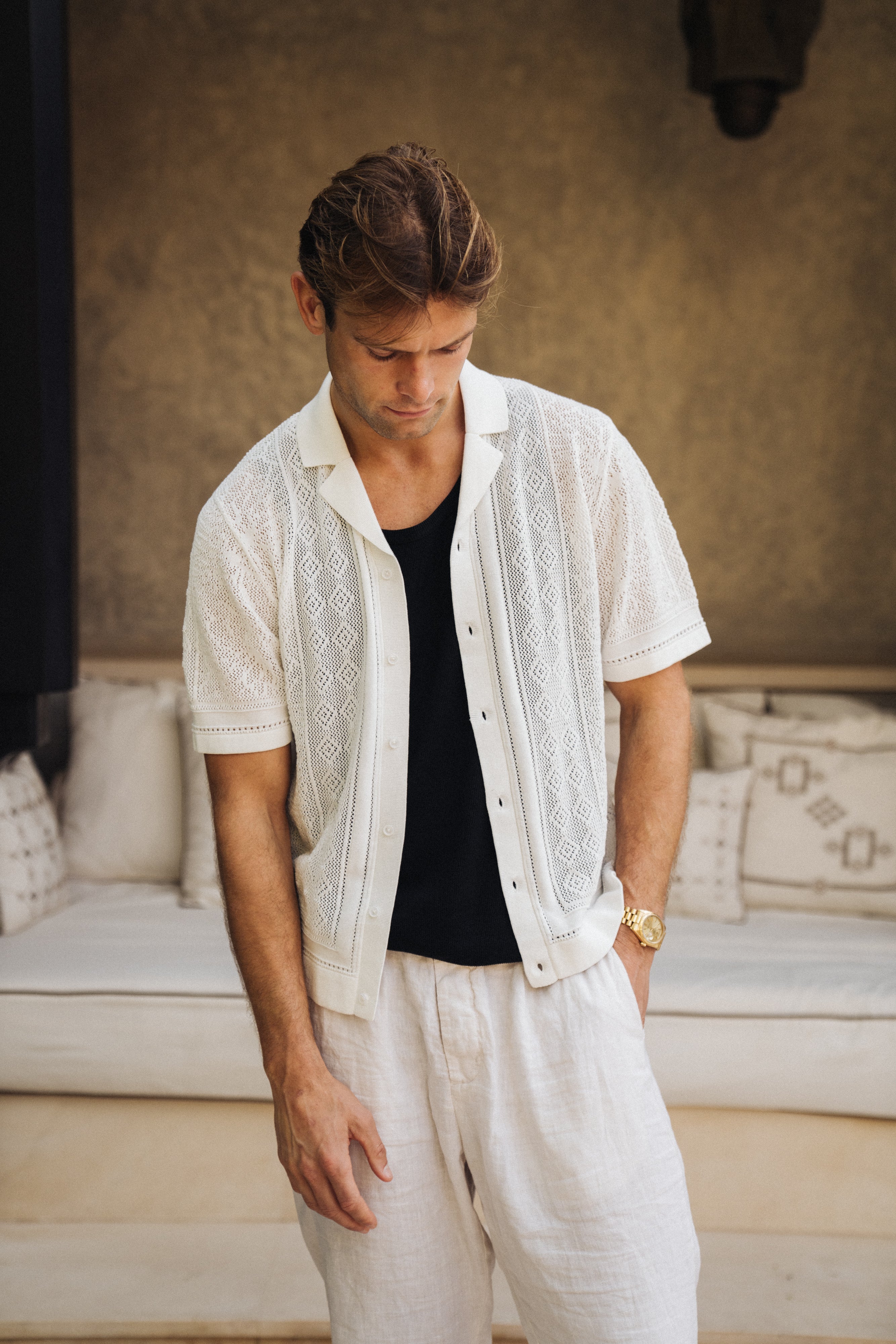 Sink Luxe Crochet Meridian Short Sleeve Shirt