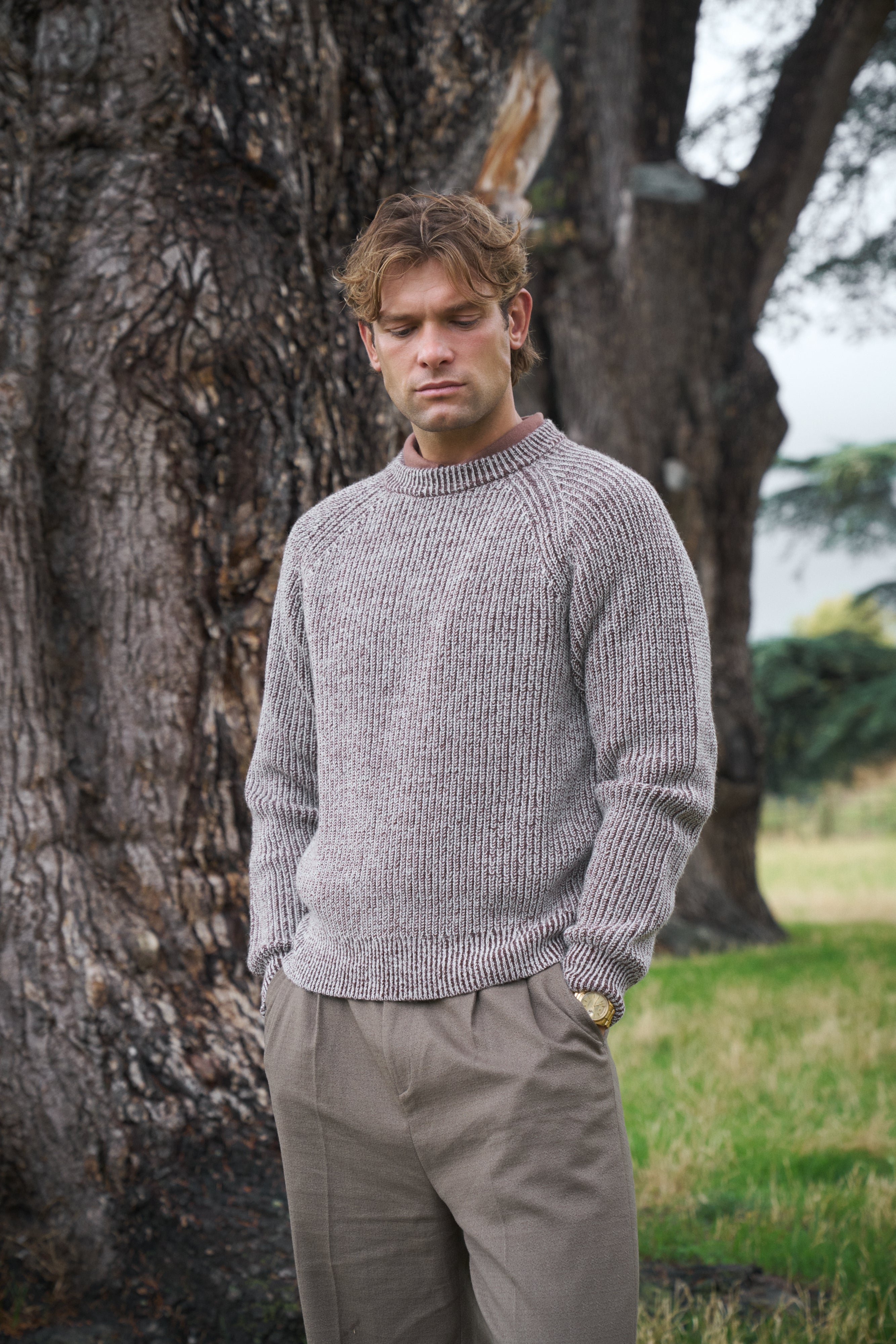 Sink Christian Chunky Knit in Brown and Cream
