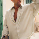 Sink Flow Satin Shirt in Mint