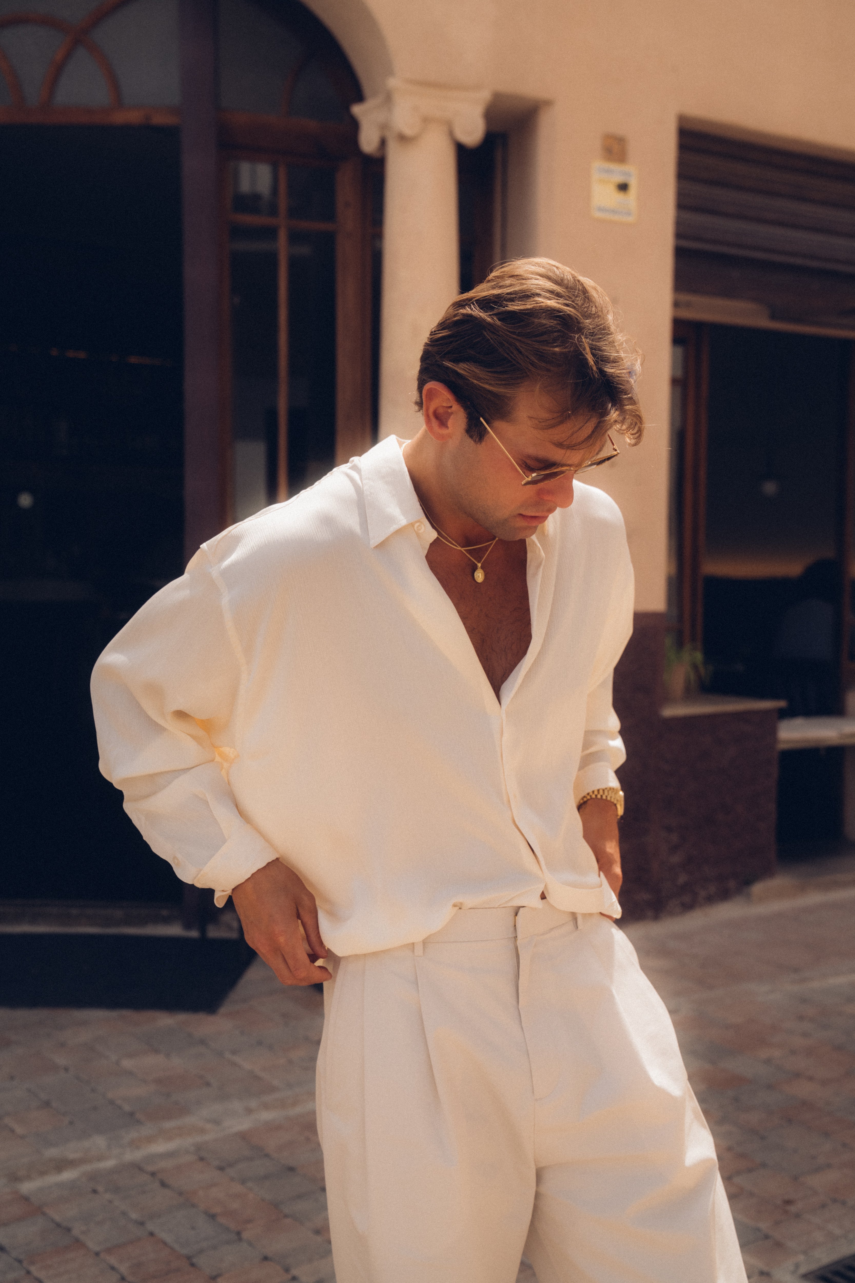Sink Flow Satin Shirt in Off-White