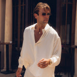 Sink Flow Satin Shirt in Off-White