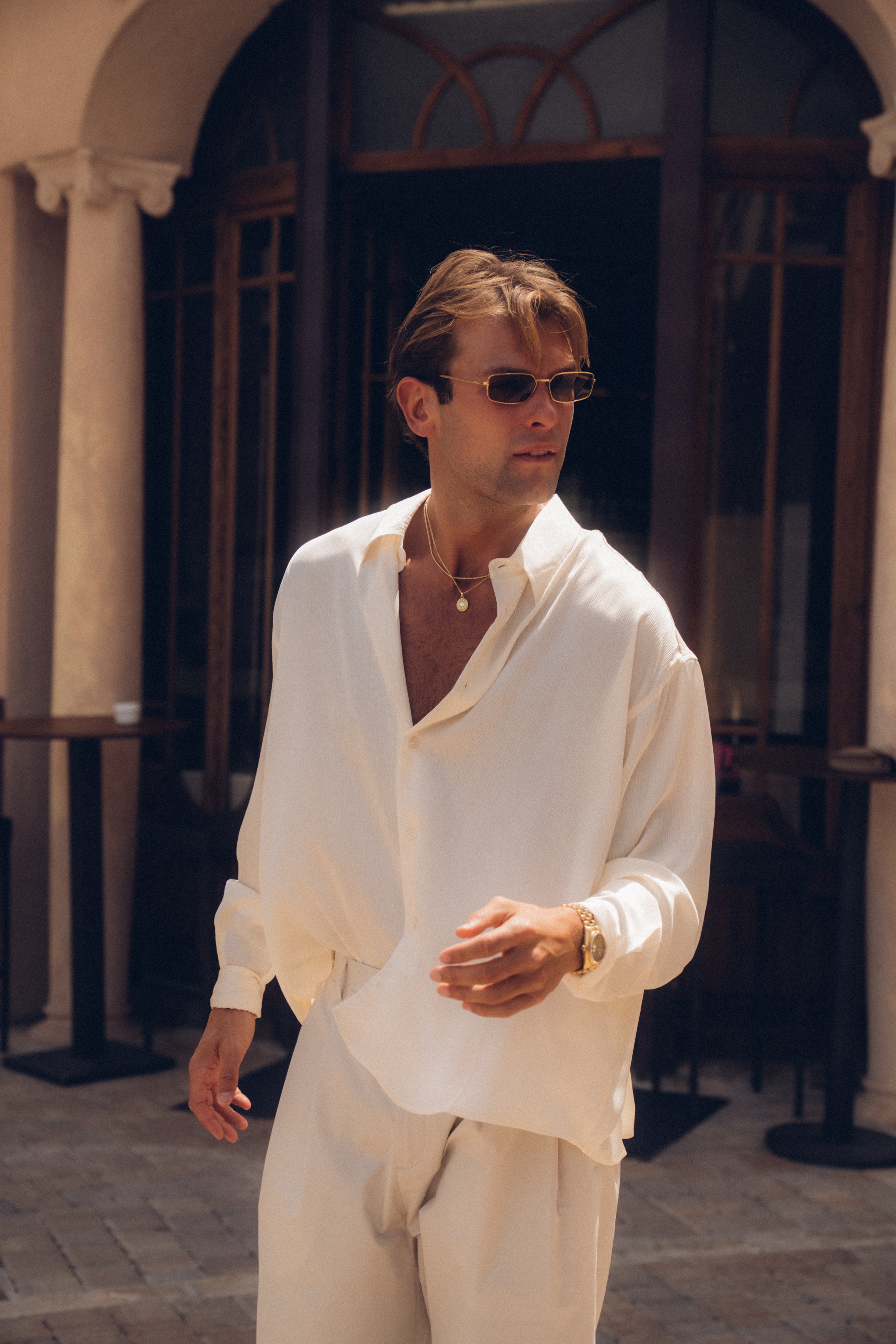 Sink Flow Satin Shirt in Off-White