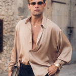 Sink Flow Satin Shirt in Brown