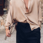Sink Flow Satin Shirt in Brown