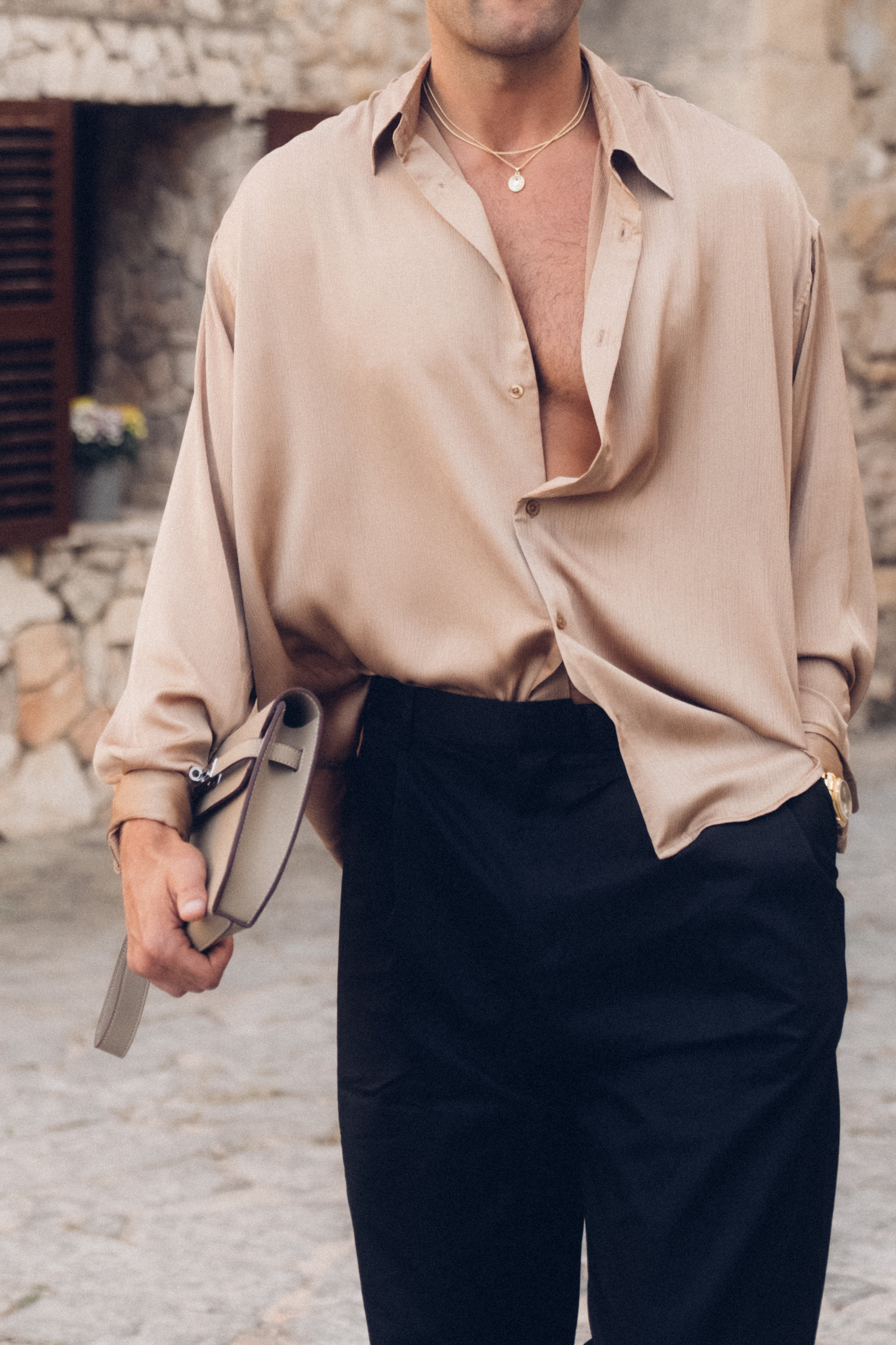 Sink Flow Satin Shirt in Brown