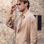 Sink Flow Satin Shirt in Brown