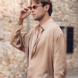 Sink Flow Satin Shirt in Brown