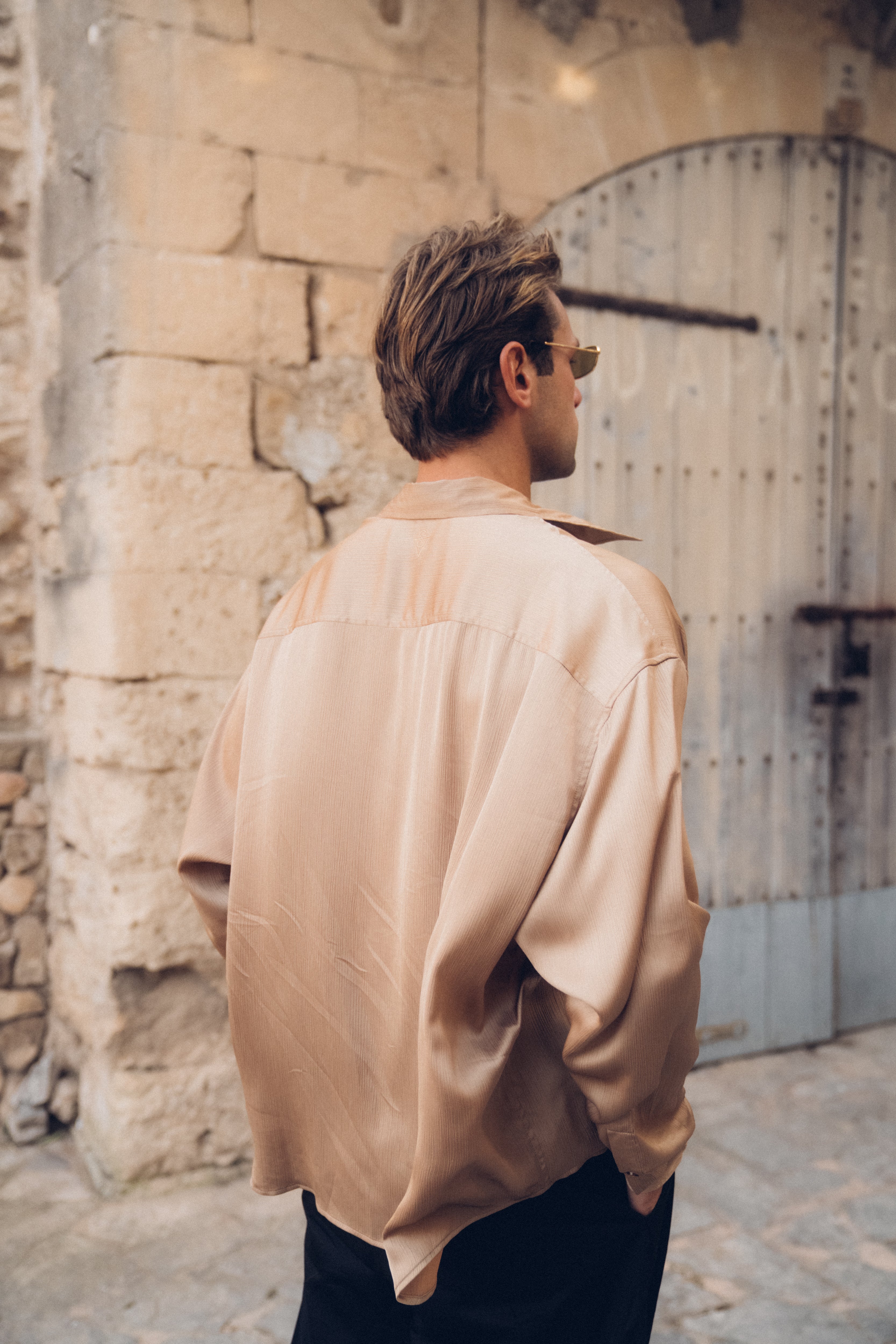 Sink Flow Satin Shirt in Brown