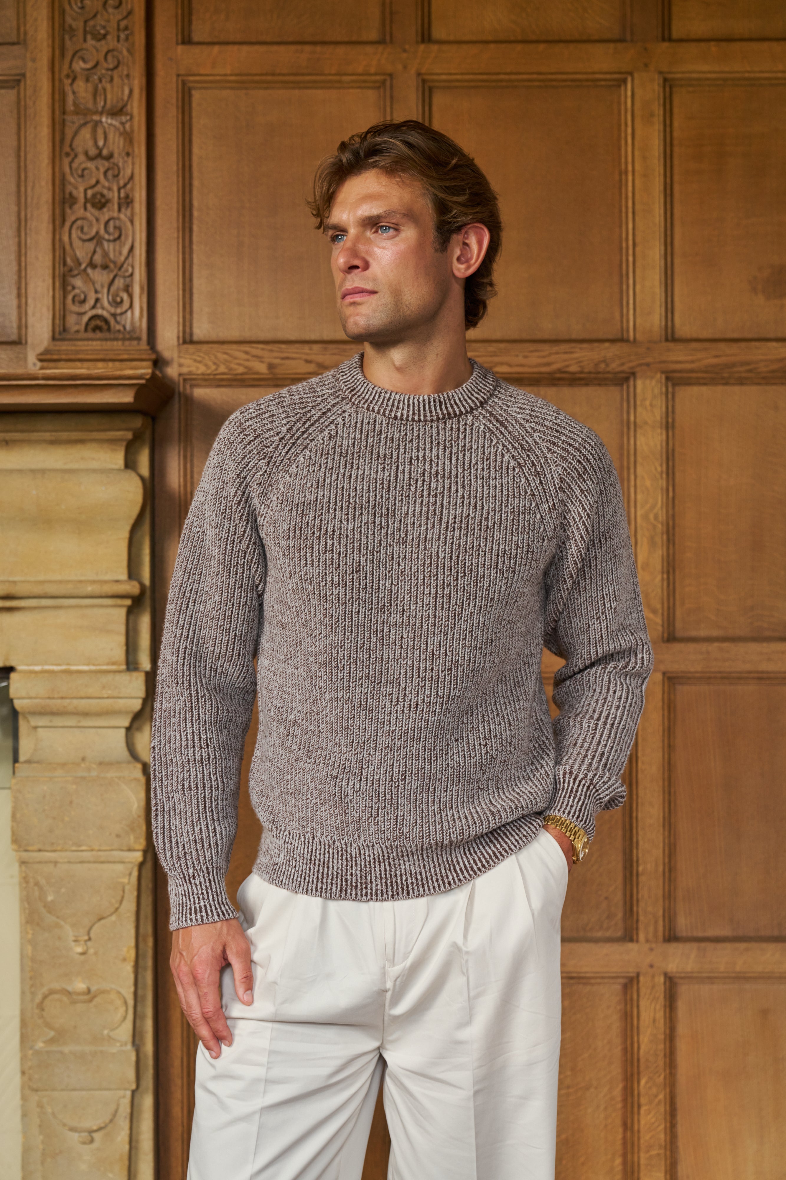 Sink Christian Chunky Knit in Brown and Cream