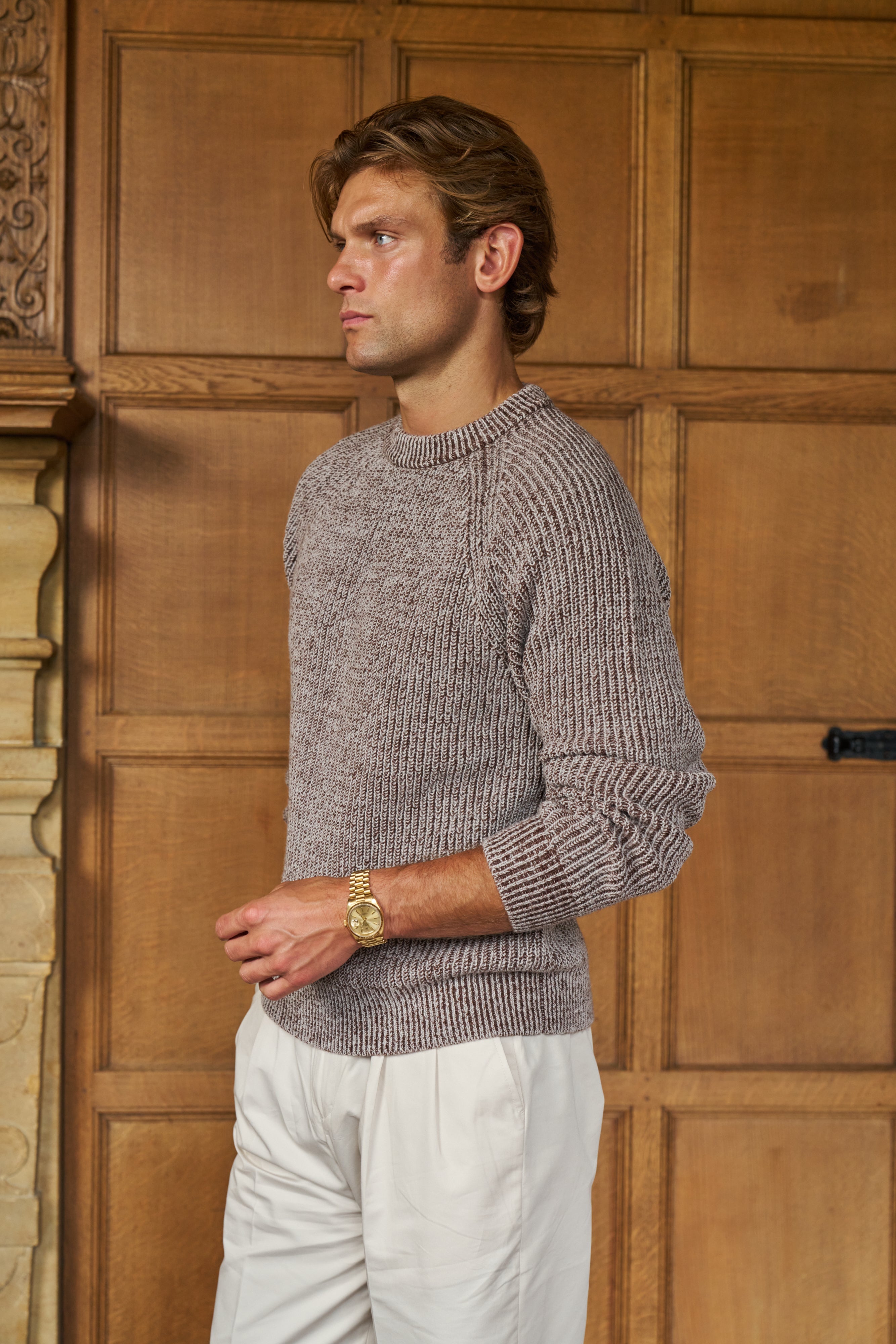 Sink Christian Chunky Knit in Brown and Cream