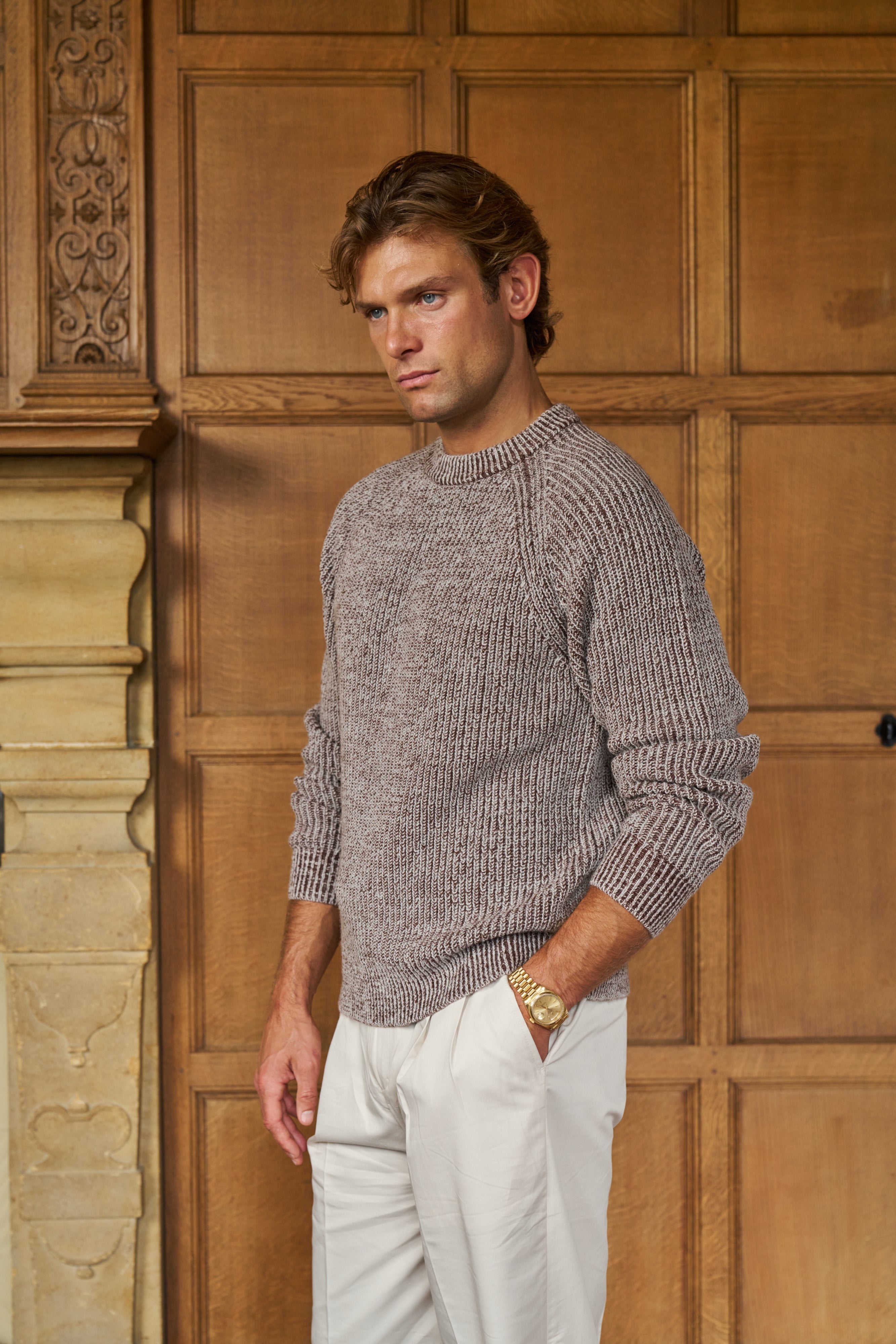 Sink Christian Chunky Knit in Brown and Cream