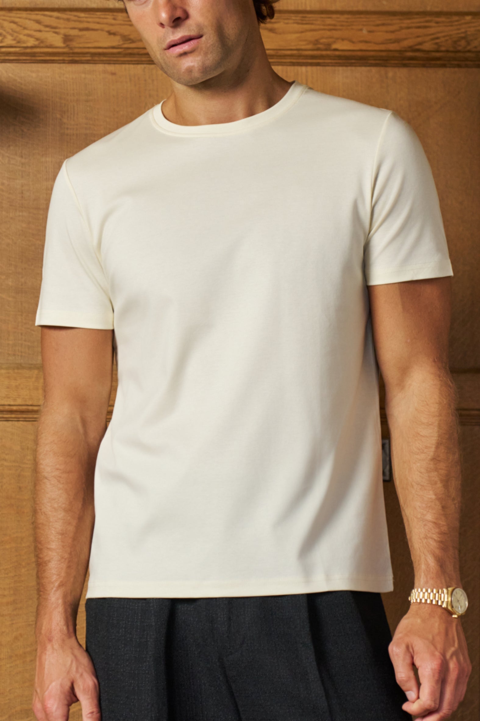 Sink Luxe Mercerised Cotton Tee in Vanilla