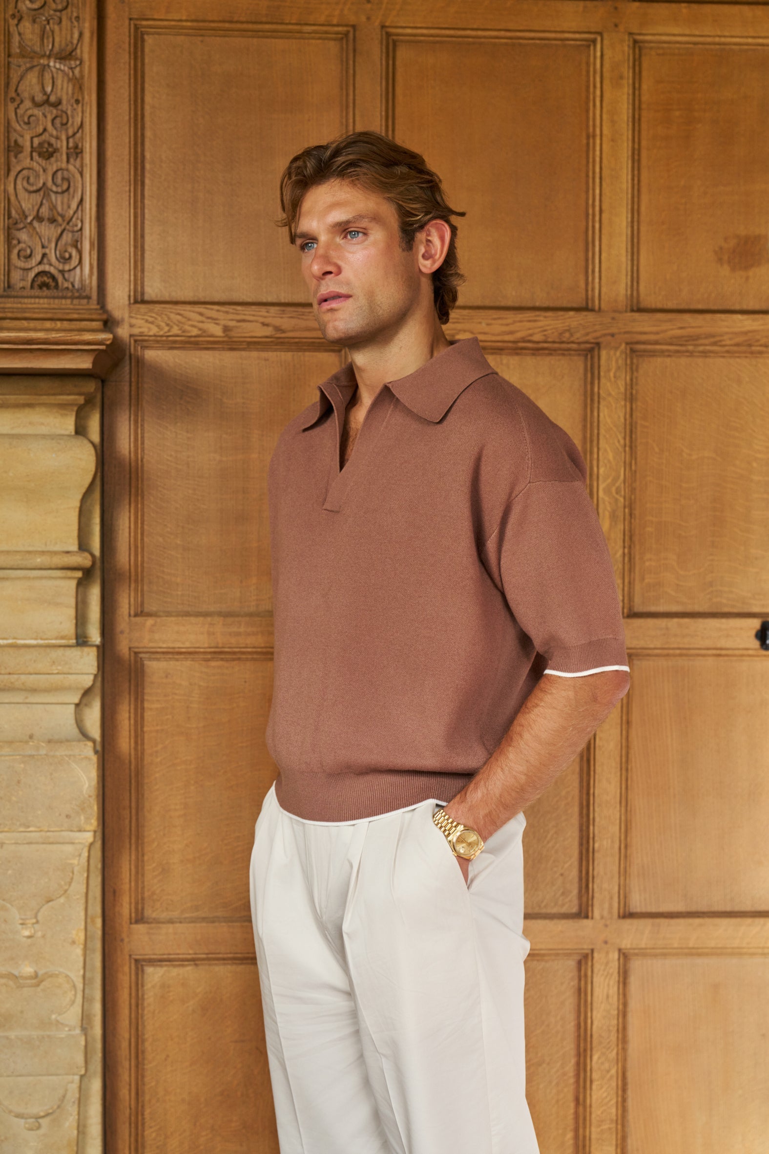 Sink Manolita Short Sleeve Knit in Dark Sand